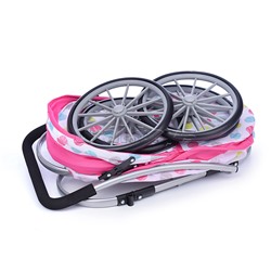 Коляска-люлька для кукол, металлическая, цвет розовые круги, в пакете