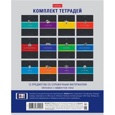 Комплект предметных тетрадей 48л 12 шт. в пленке "Гармония" (090158) Хатбер