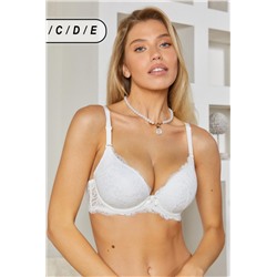 Бюстгальтер кружевной HoneyFormat 8038 с формованной чашей (Белый)