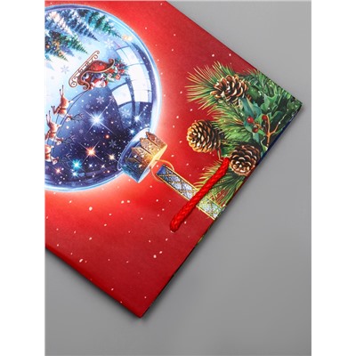 Пакет подарочный новогодний ламинированный, «Шар», 18×10×22.3 см