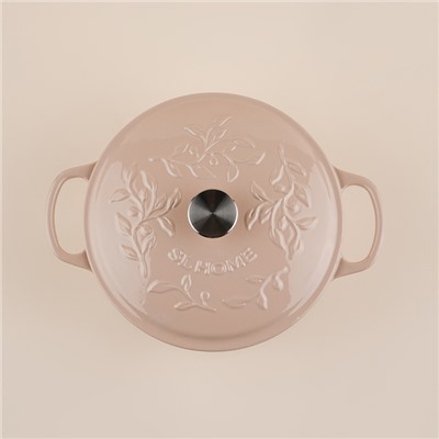 Кастрюля SL Home, d=24.5 см, h=11 см, с эмалированным покрытием, чугун, бежевая
