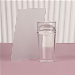 Набор для стемпинга, 2 предмета: штампик с крышкой, скребок, цвет прозрачный