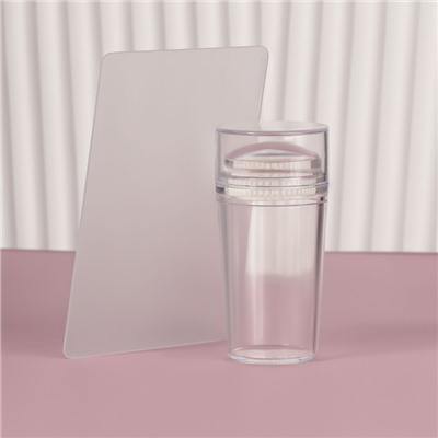 Набор для стемпинга, 2 предмета: штампик с крышкой, скребок, цвет прозрачный