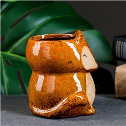 Декоративный горшок для цветов «Лисичка рыжая», керамический, 300 мл, 8×7.5×9.5 см, оранжевый