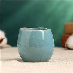 Декоративный горшок для цветов «Сова Ава» керамический, 100 мл, 6.5×6.5×6 см, голубой