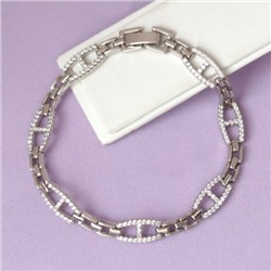 Браслет родий  H01-14408 длина 18 см.