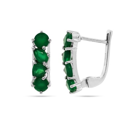 Серьги из серебра зеленый агат, Амели