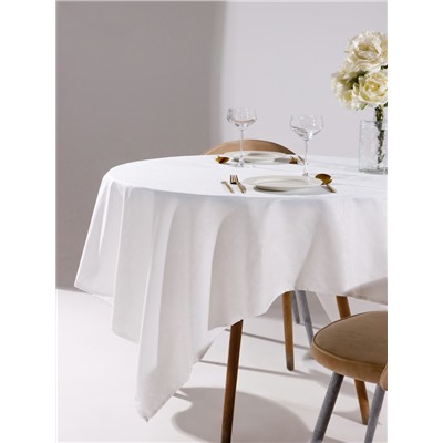 Скатерть DomoVita белая жаккард, рисунок МИКС (80% полиэстер, 20% хлопок) микрофибра 100×150