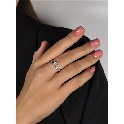 Кольцо из черненого серебра с фианитами - Спаси и сохрани 925 пробы 1-179