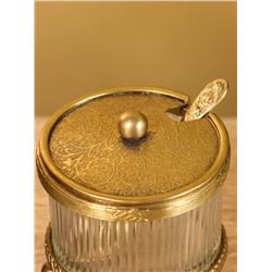 Сахарница с ложечкой «Сластёна», латунь, стекло, 7×7×7.6 см