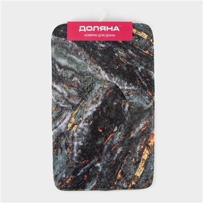 Коврики для ванной и туалета Доляна «Мрамор», 2 шт., 79×50 см, 50×39 см, серые