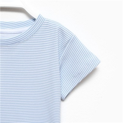 Футболка детская в полоску KAFTAN Basic line, размер 34 (122-128 см), голубой/белый
