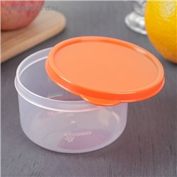 Набор контейнеров пищевых круглых Доляна, 3 шт.: 150 мл, 300 мл, 500 мл, прозрачные, крышка оранжевая