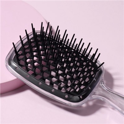 Расчёска массажная, широкая, вентилируемая, 20.5(±1) × 8.5 см, прозрачная