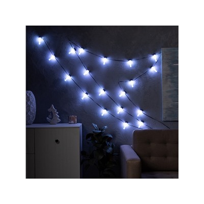 УЦЕНКА Умная гирлянда «Нить» 6 м с насадками «Лампочки», IP20, тёмная нить, 20 LED, свечение RGB, USB