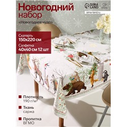 УЦЕНКА Набор столовый "Новогоднее чудо" скат.150х220см +/-3см с ВГМО, салф.40х40см-12 шт, 100%хл 105