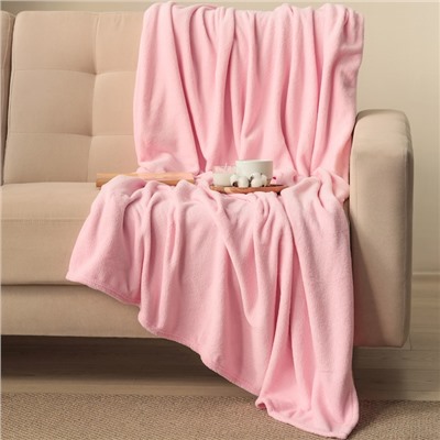 Плед «Этель», 200×220 см, корал-флис, розовый