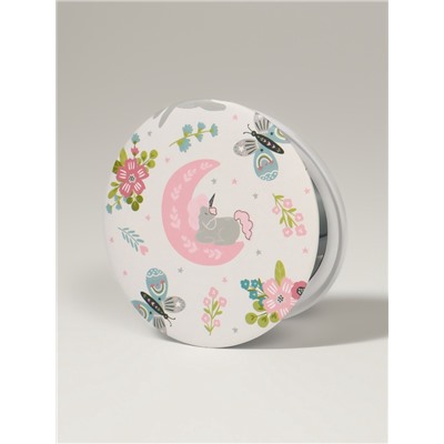 Зеркало складное «Единороги», d=7.3 см, с увеличением х2, белое