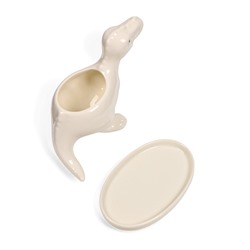 Декоративный горшок для цветов «Тирекс», керамический, 110 мл, 14×6.5×11 см, с поддоном, белый