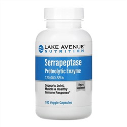 Lake Avenue Nutrition, серрапептаза, протеолитический фермент, 120 000 SPU, 180 растительных капсул