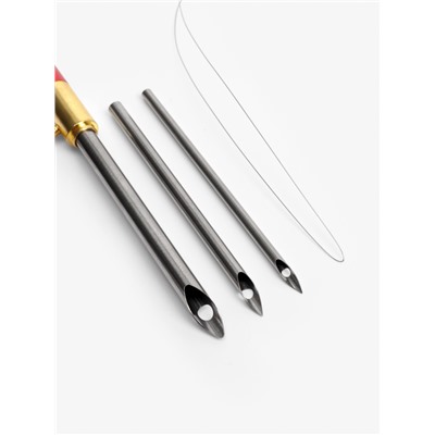 Иглы для вышивания, для ковровой техники, 3 шт., с держателем, d=2.5/3.5/5 мм, цвет красный