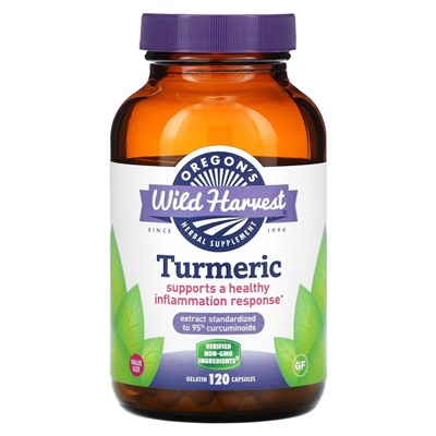 Oregon's Wild Harvest, Turmeric, 120 Vegetarian Capsules