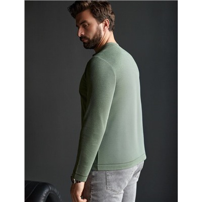 Джемпер хенли из полотна пике с меланжевым плетением с эластаном