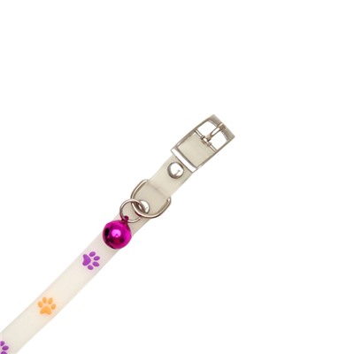 Ошейник «Яркие следы», 30×1 с, светящийся в темноте, люминесцентный, белый