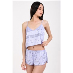 Пижама Hot Story Are you ready (топ _ шорты) (Сиреневый)