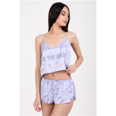 Пижама Hot Story Are you ready (топ _ шорты) (Сиреневый)