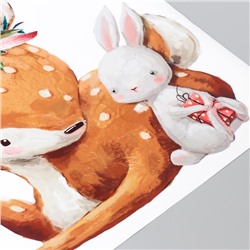 Наклейка интерьерная цветная «Оленёнок с зайчиком», 39×44 см