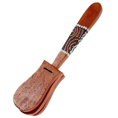 Сувенирный музыкальный инструмент «Кастаньет с узором», 4×5×23 см, дерево