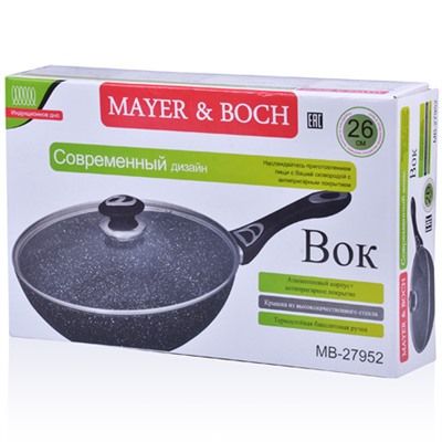 27952 Сковорода-ВОК 26см мрам/крош АП с/кр MB (х8)