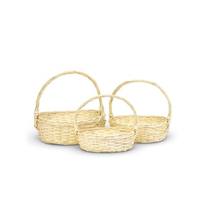 Корзина плетёная для хранения Liana, с ручкой, бежевая, набор 3 шт.