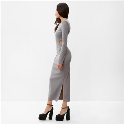 Платье с разрезами на талии миди женское MIST, размер 48, серое