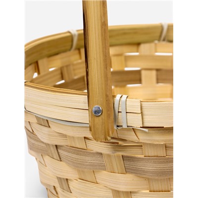 Корзина плетёная для хранения, 26×26×12 см, ручка h=18 см, бамбуковая, цвет натуральный