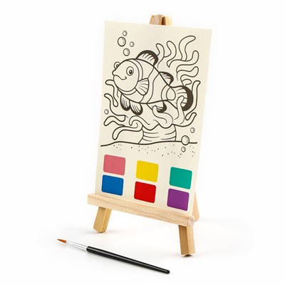 Водная раскраска «Животные», с кисточкой и мольбертом