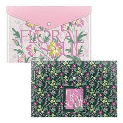 Папка с кнопкой  А4 140мкм 63513 Floral Soul ассорти ErichKrause