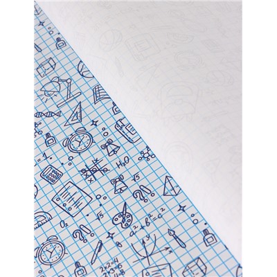 Бумага упаковочная крафт «Школьная пора», голубой/синий на белом фоне 0.7×10±5% м