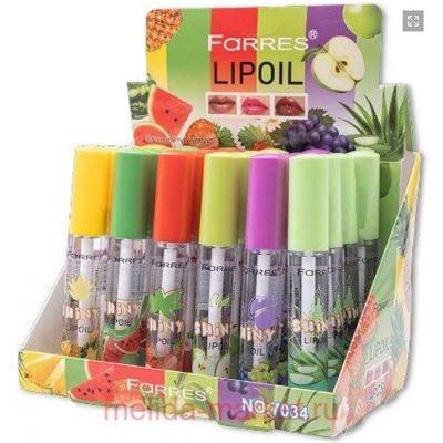 Farres Блеск для губ Shiny 7034	 Микс фруктовых ароматов 24шт