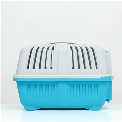 Переноска для животных, 47×30×35 см, вес до 9 кг, пластик, синяя