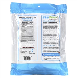 SeaSnax, "Classic" Olive, Roasted Seaweed Snack, Four Pack, 5 sheets (.54 oz) Each