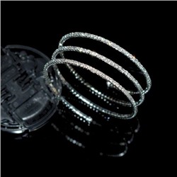 Браслет со стразами на руку многослойный, цвет: серебристый, вставка: стразы, арт.001.914