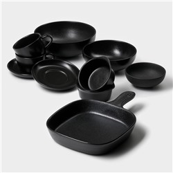 Блюдо для подачи Magistro Carbon, 28×19×4 см, фарфор, чёрное