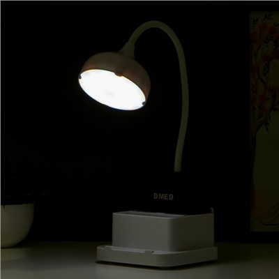 Лампа настольная RISALUX 16047/1, 20хLED, 5 Вт, 4 режима, АКБ, USB, 11×12×43 см, белая