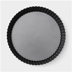 Форма для выпечки Доляна «Жаклин. Рифлёный круг», 24×5 см, разъёмная, антипригарное покрытие, чёрная