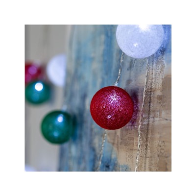 Гирлянда «Нить» 5 м с насадками «Клубки лесные», IP20, прозрачная нить, 20 LED, свечение белое, 220 В