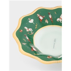 Салатник Доляна «Сказочные истории», 400 мл, d=19, h=3.7 см, стекло, белый, зелёный