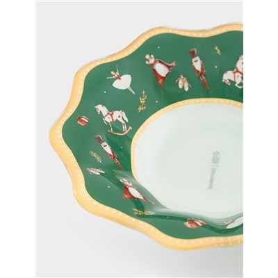 Салатник Доляна «Сказочные истории», 400 мл, d=19, h=3.7 см, стекло, белый, зелёный