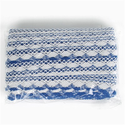 Тесьма плетёная, с люрексом 4.5 см, в рулоне 100 м, сине-белая